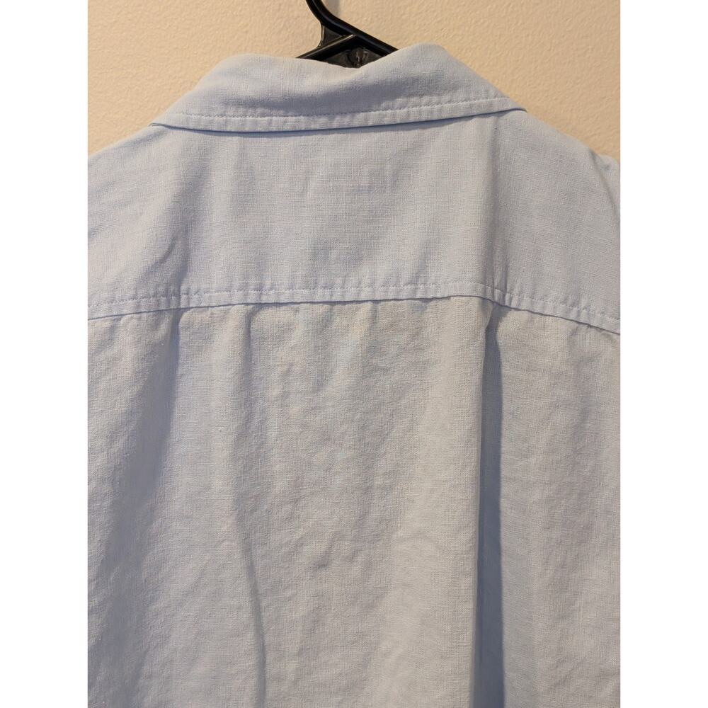 Michael Kors Tailored Fit Light Blue Linen-Cotton Short Sleeve Button-Up L - Picture 11 of 12